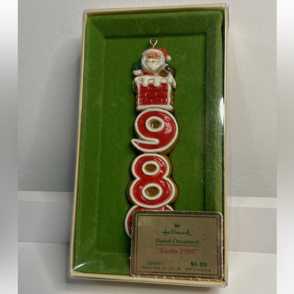 Hallmark 1980 Vintage Santa Dated Ornament Tree-Trimmer Collection With Box